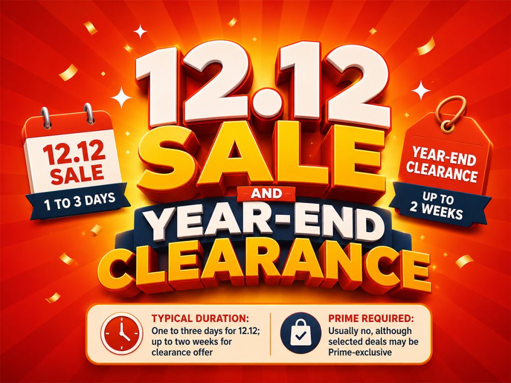 Amazon Saudi 12.12 sale and year-end clearance with typical sale durations.