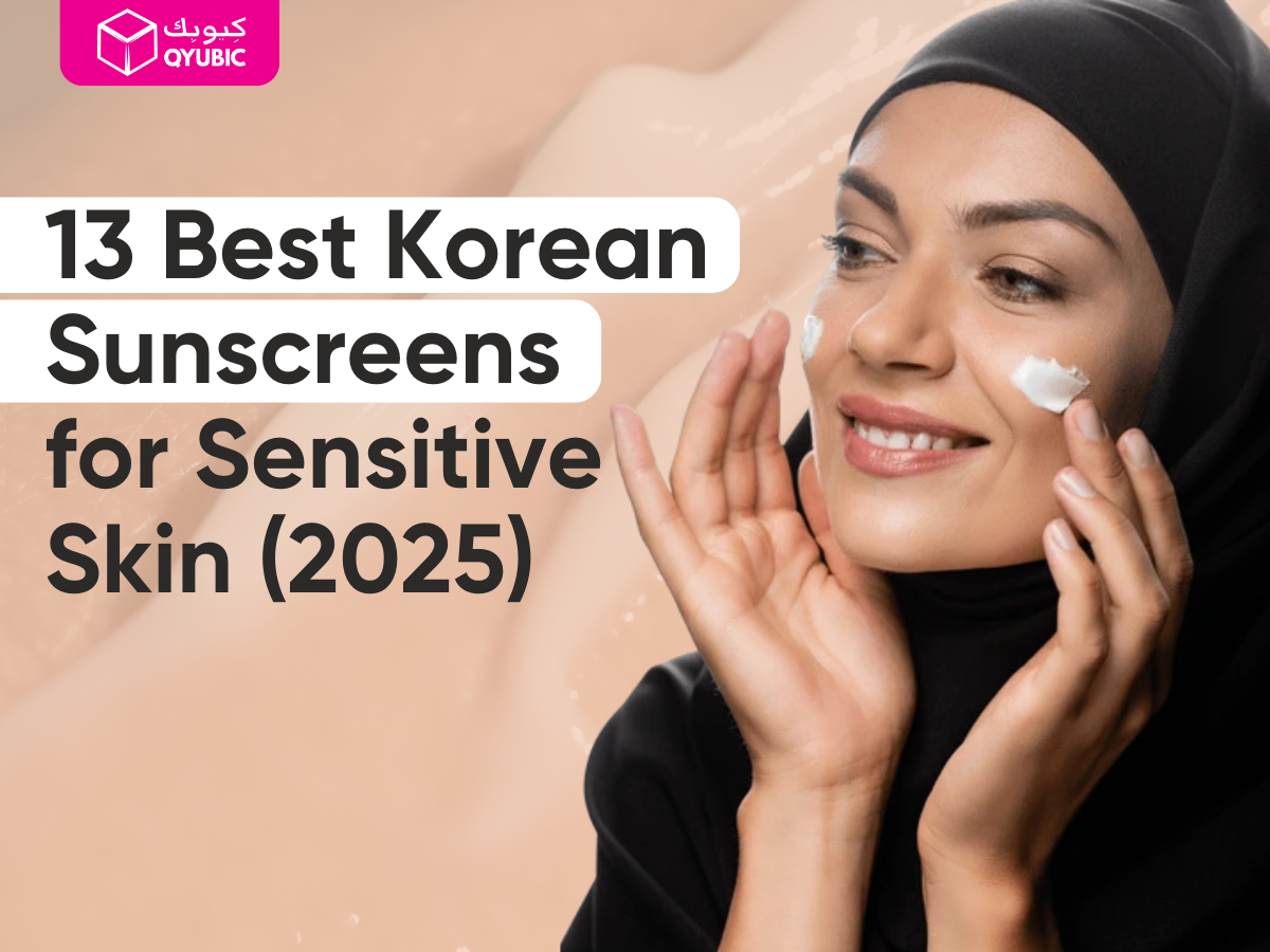 a feature image having text of 13-Best-Korean-Sunscreens-for-Sensitive-Skin-2025 and a women rubbing korean sunscreen on her face