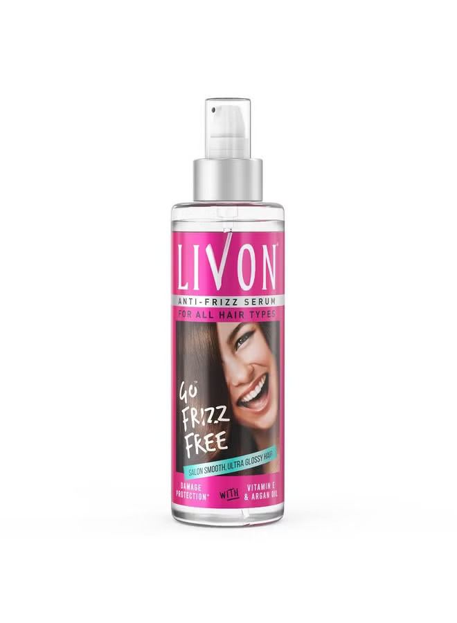 Livon Anti-Frizz Hair Serum with Argan Oil and Vitamin E, a best hair serum for women in the UAE. This hair serum for frizzy hair tames flyaways and adds a sleek, glossy finish, while providing the benefits of argan oil hair serum for dry hair and protection from humidity.