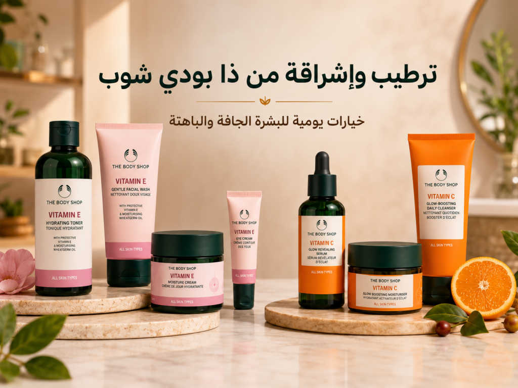 منتجات ذا بودي شوب لترطيب البشرة الجافة والباهتة في السعودية.