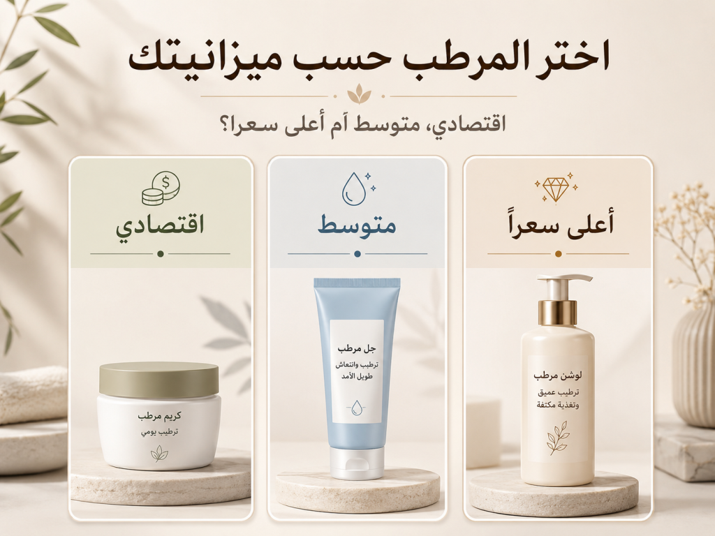 اختيار أفضل مرطب للوجه في السعودية حسب الميزانية من خيارات اقتصادية ومتوسطة وأعلى سعراً.
