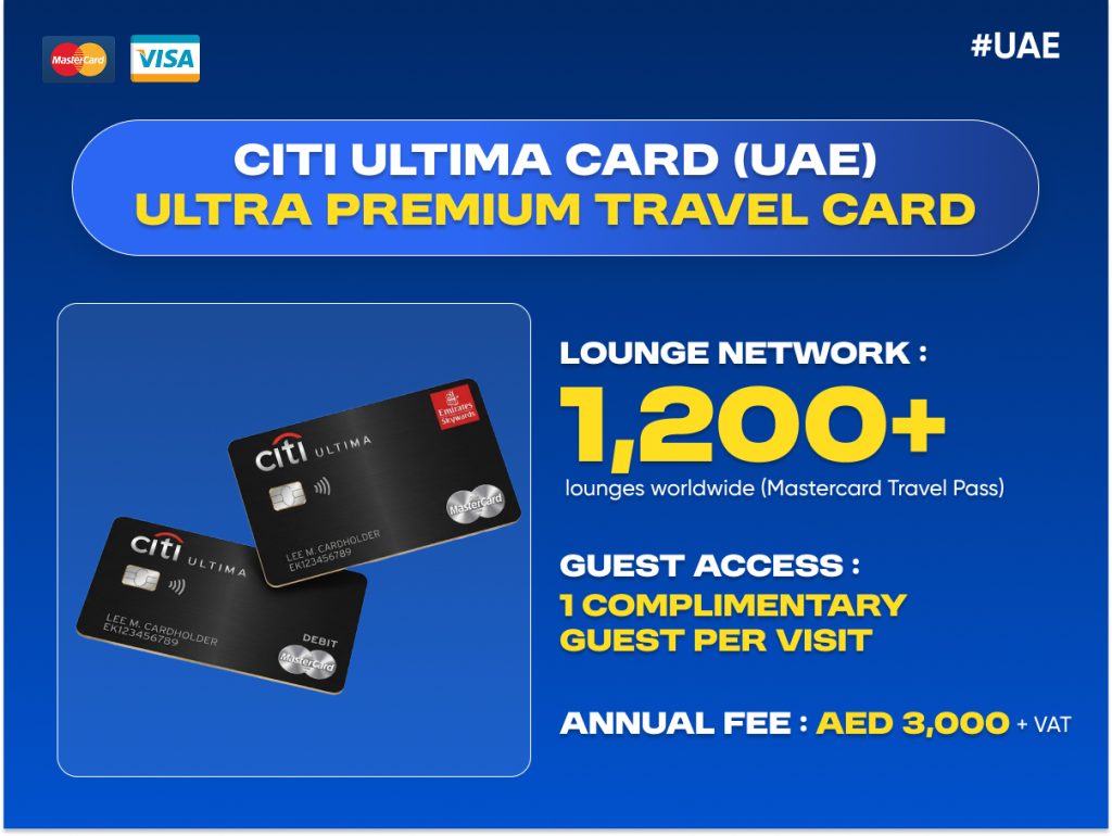 Citi Ultima Card UAE offering international airport lounge access to over 1200 lounges worldwide
