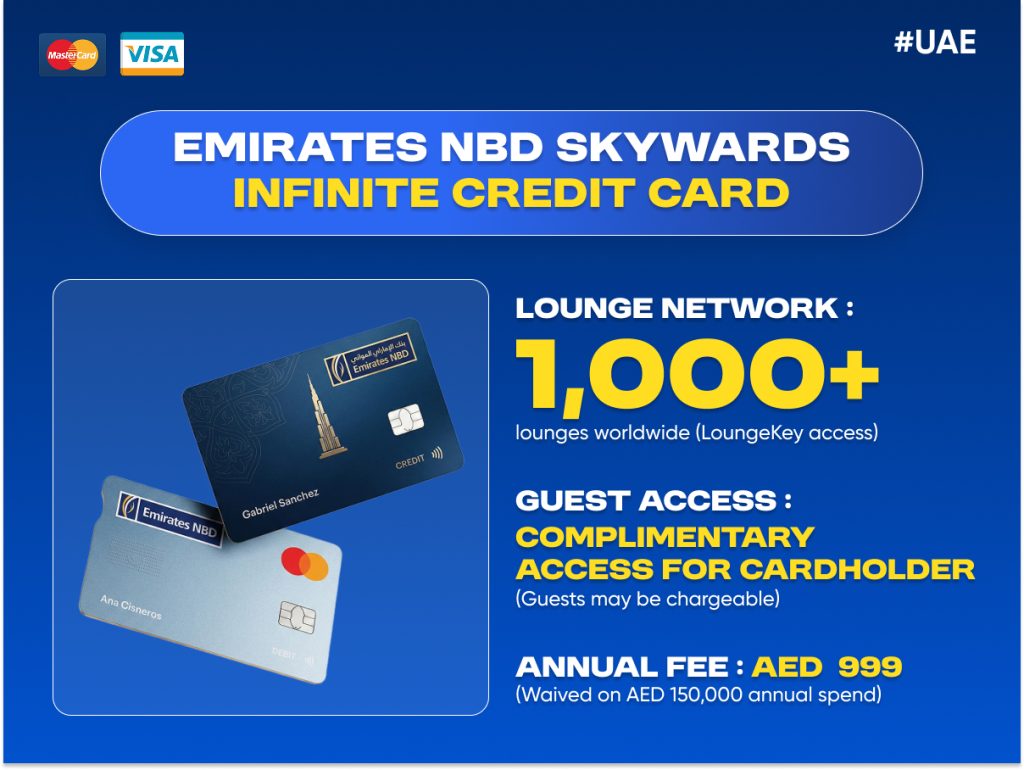 Emirates NBD Skywards Infinite airport lounge access credit card with LoungeKey access and travel rewards
