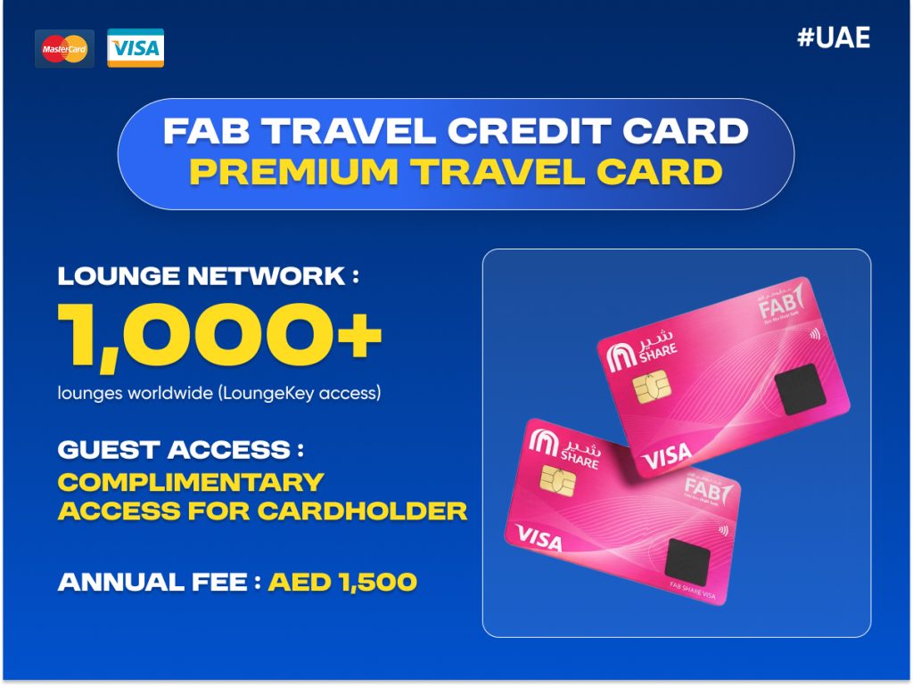 FAB Travel Credit Card UAE with complimentary airport lounge access and global travel benefits