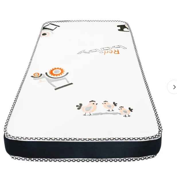 MOON crib and toddler bed mattress with breathable fabric, ergonomic design, and dual-sided support – a perfect fit for standard baby cribs and beds.