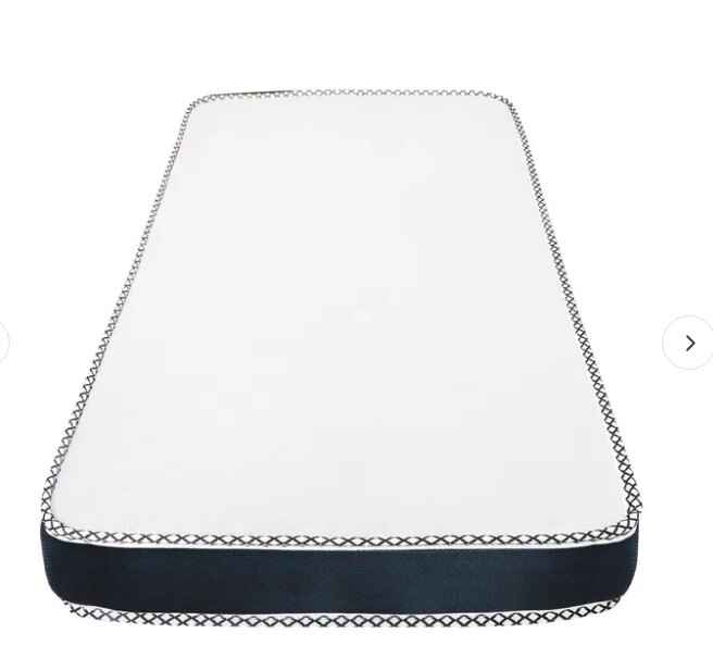 MOON crib mattress in white, featuring high-density foam, breathable fabric, and dual-sided support – ideal for baby cribs and toddler beds.