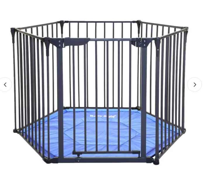 Baby Safe convertible playpen with a mat, featuring a 3-in-1 design as a baby play yard, gate, or barrier for enhanced child safety.