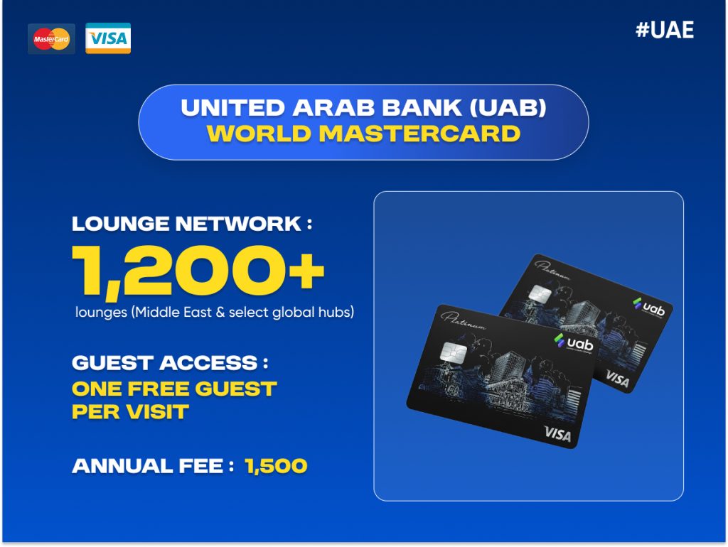 United Arab Bank World Mastercard with airport lounge access and complimentary guest benefits