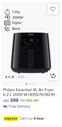 Philips Essential Airfryer on noon , eligible for discount