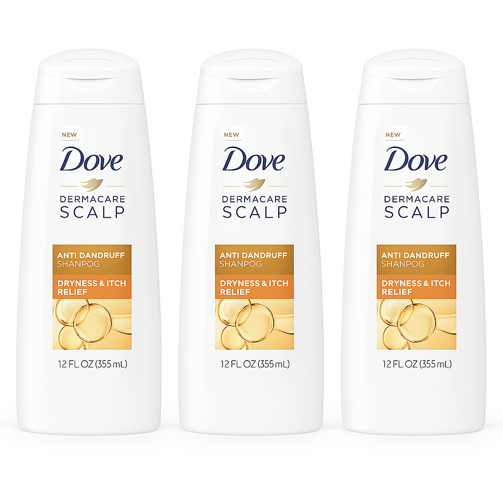  Dove DermaCare anti dandruff shampoo for dryness and itch relief, a daily-use option among the best anti dandruff shampoos.