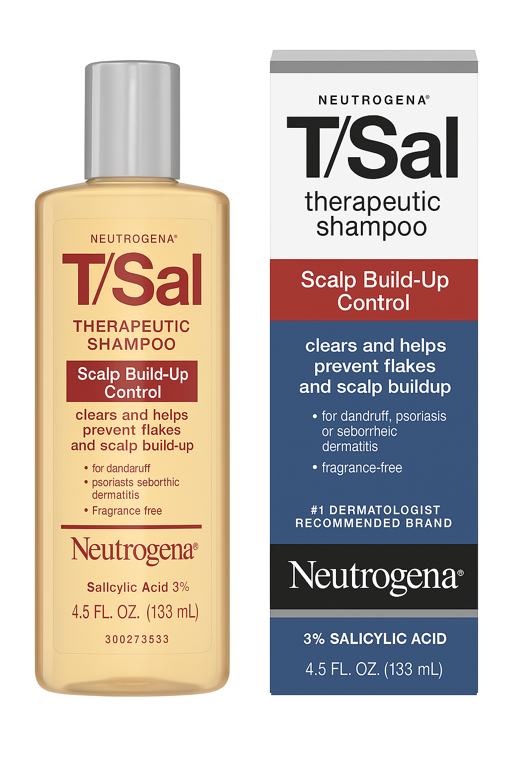 Neutrogena T/Sal anti dandruff shampoo with 3% salicylic acid, ideal for clearing scalp build-up and rated as a best anti dandruff shampoo.