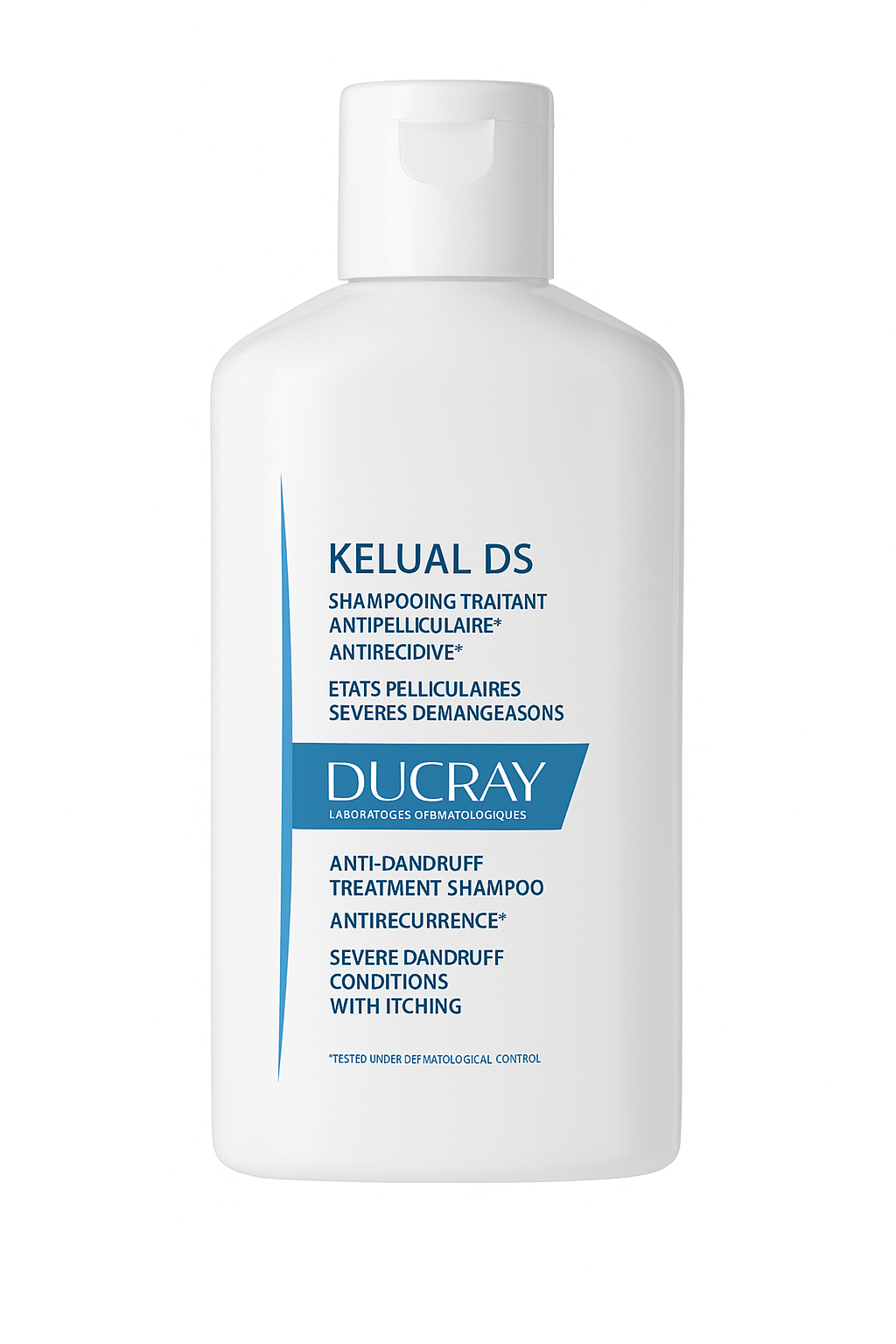 Ducray Kelual DS anti dandruff shampoo for treating severe itching and flaking, ranked among best anti dandruff shampoos in dermatology.