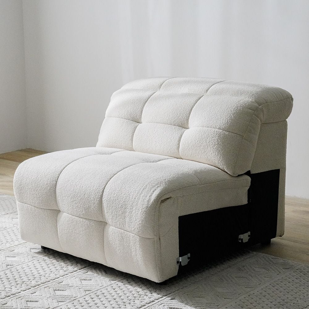 Darel 1-Seater Armless Fabric Sofa – White