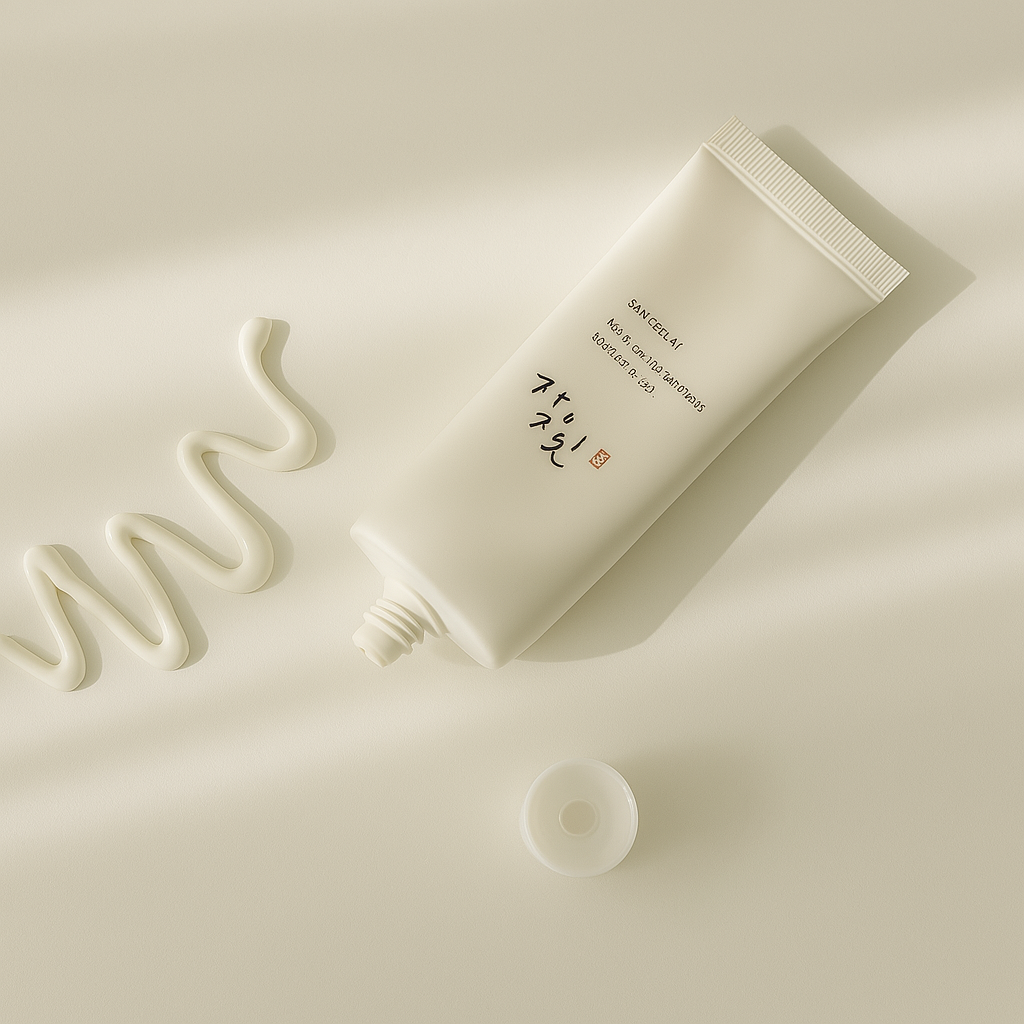 A gentle, Korean sunscreen with a calming cream texture, ideal for sensitive skin types and considered one of the best sunscreens for dry skin.