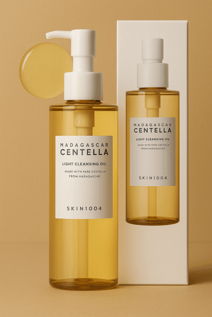 SKIN1004 Madagascar Centella Light Cleansing Oil in a compact golden bottle, a sought-after Korean beauty product in UAE praised for its gentle formula and post-sun hydration.