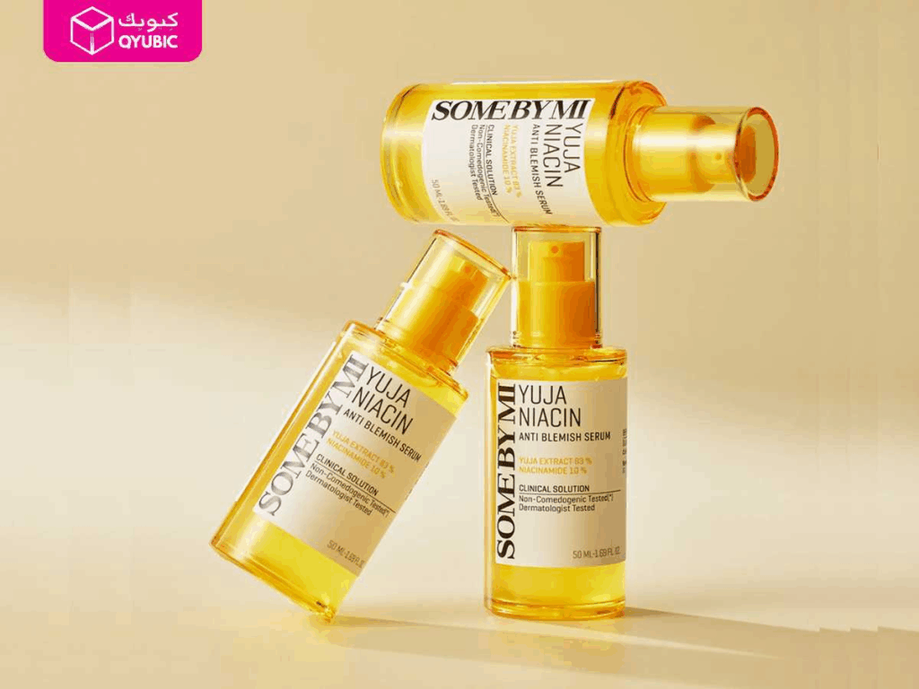 Trio of Some By Mi Yuja Niacin Anti-Blemish Serums, vitamin-packed Korean glass skin products ideal for brightening dull complexions in the UAE’s dry climate.