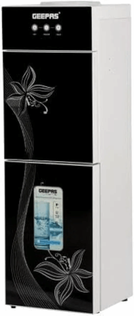 Geepas Top Loaded Water Dispenser with Refrigerator – Hot and Cold Water Ready Anytime 