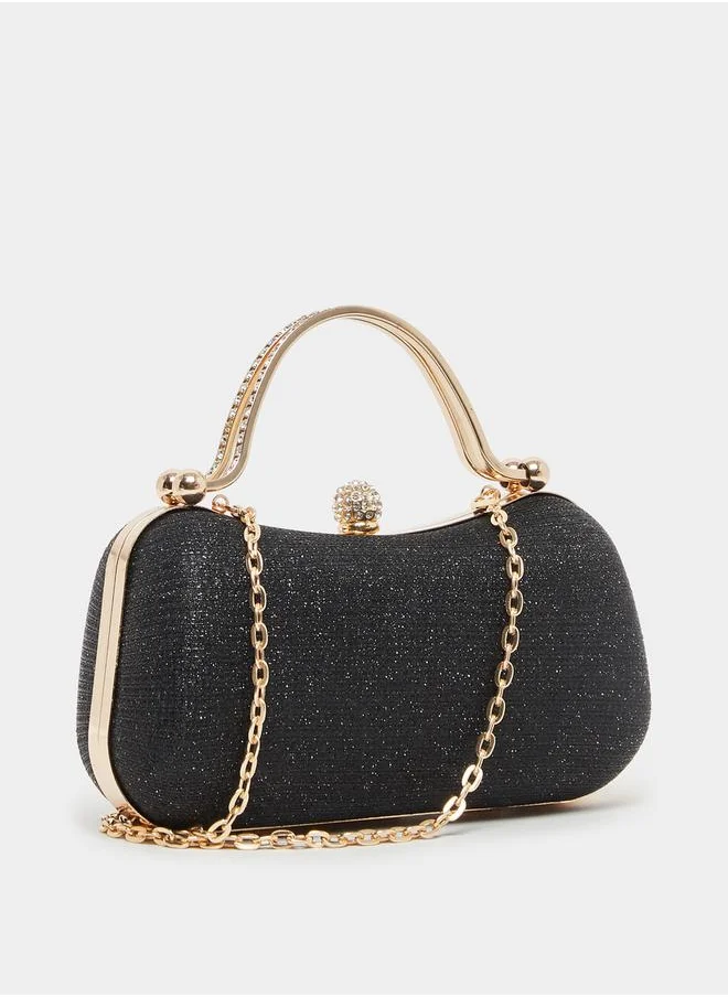 Styli Embellished Clutch Bag with Chain Strap
