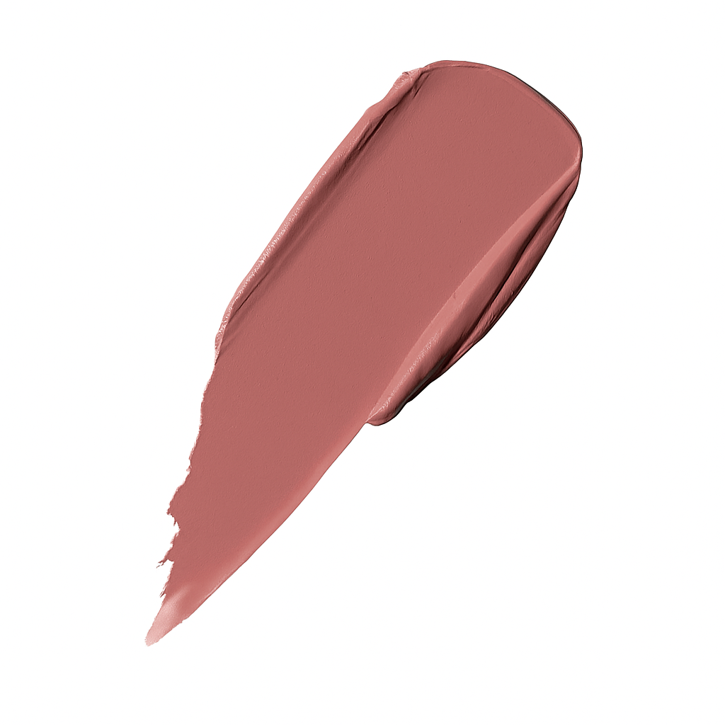This creamy nude lipstick shade delivers a soft matte finish, ideal for pigmented lips and warm skin tones. A classic lipstick color for both work and evening wear, it gives a moisturizing touch while staying transfer-proof and bold.