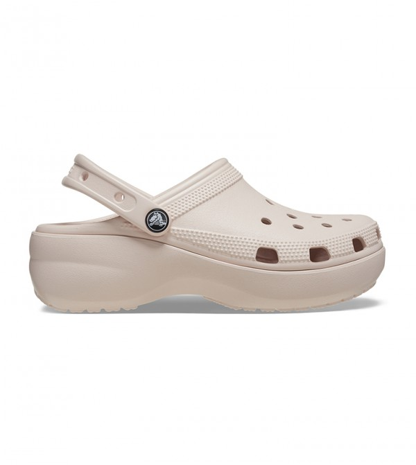 Beige platform Crocs clog for women