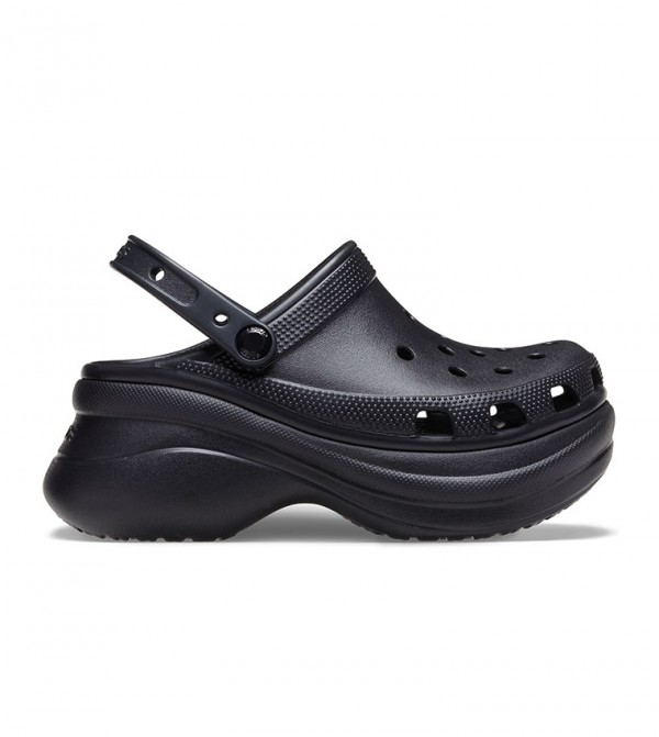 Black platform Crocs clog for women
