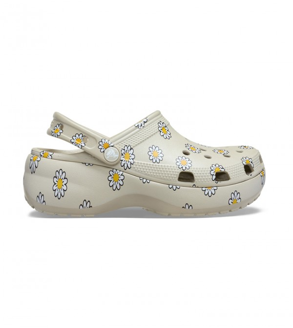 Beige floral Crocs clog with daisy print