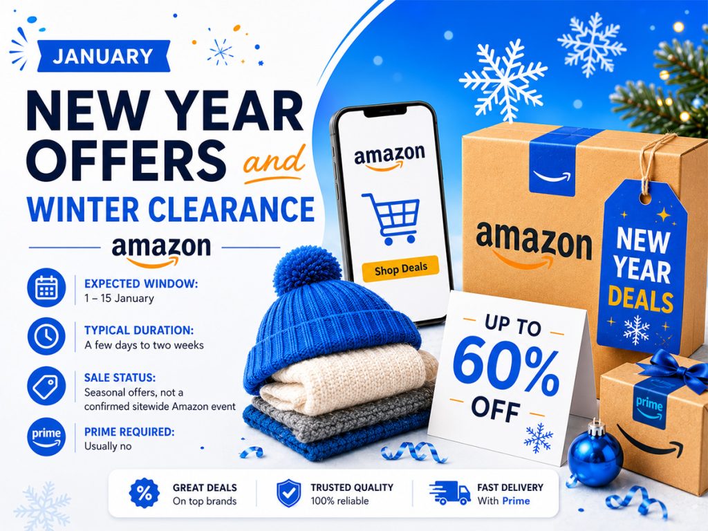 Amazon Saudi New Year offers and winter clearance sale in January.