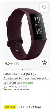 Fitbit Charge 4 NFC Fitness Tracker in noon uae, eligible for discount