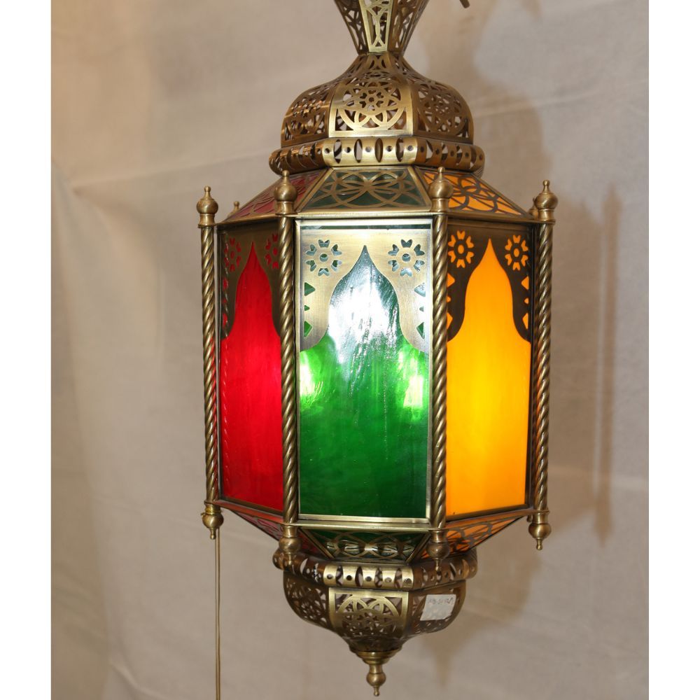 An Arabic Style Brass Pendant Lights Lantern for Ramadan season in UAE