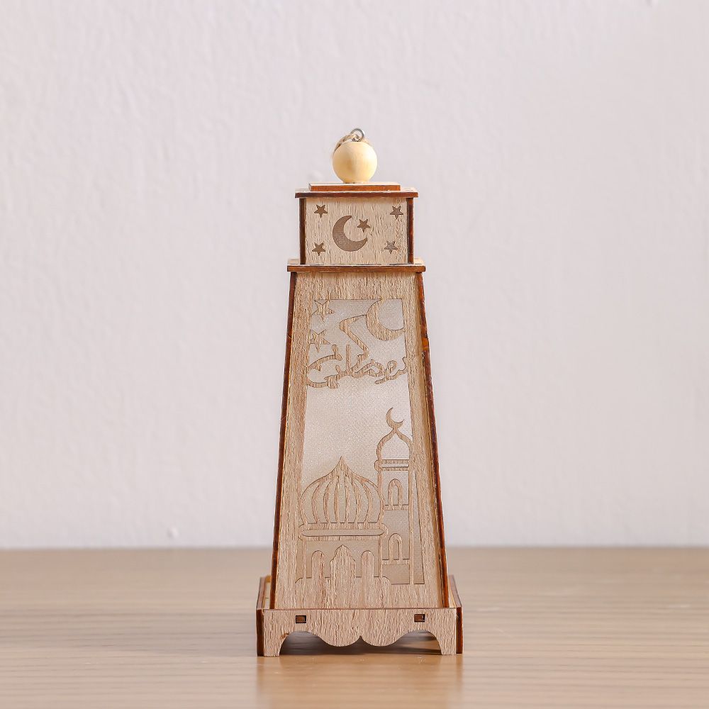 An Afreen Wood Shadow Ramadan Lantern (8.5x8.5x22 cm) for UAE