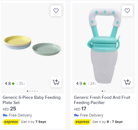 Baby Feeding Plate and Feeding Pacifier in noon uae, eligible for discount